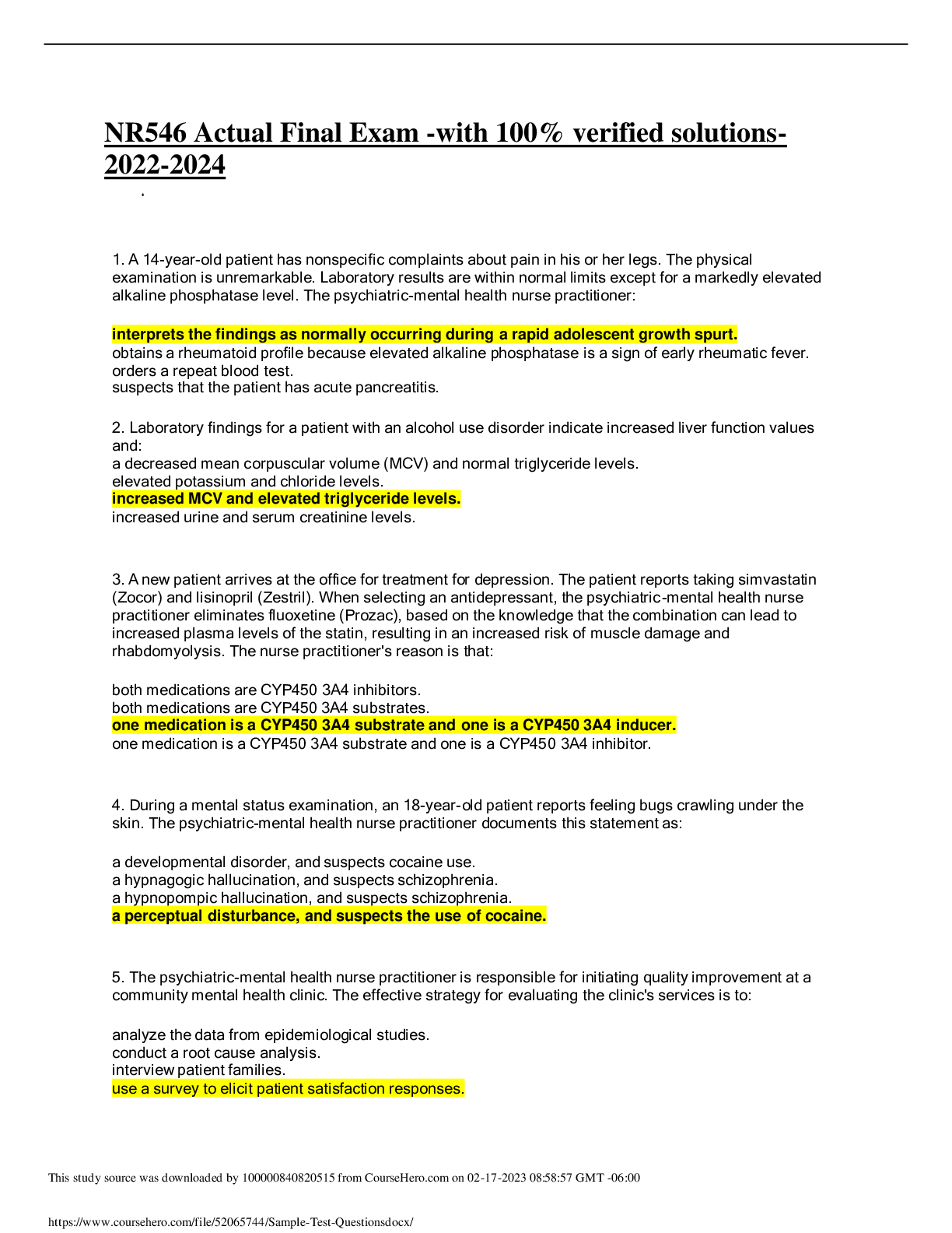 Preview image for NR546 Actual Final Exam -with 100% verified solutions-2022-2024